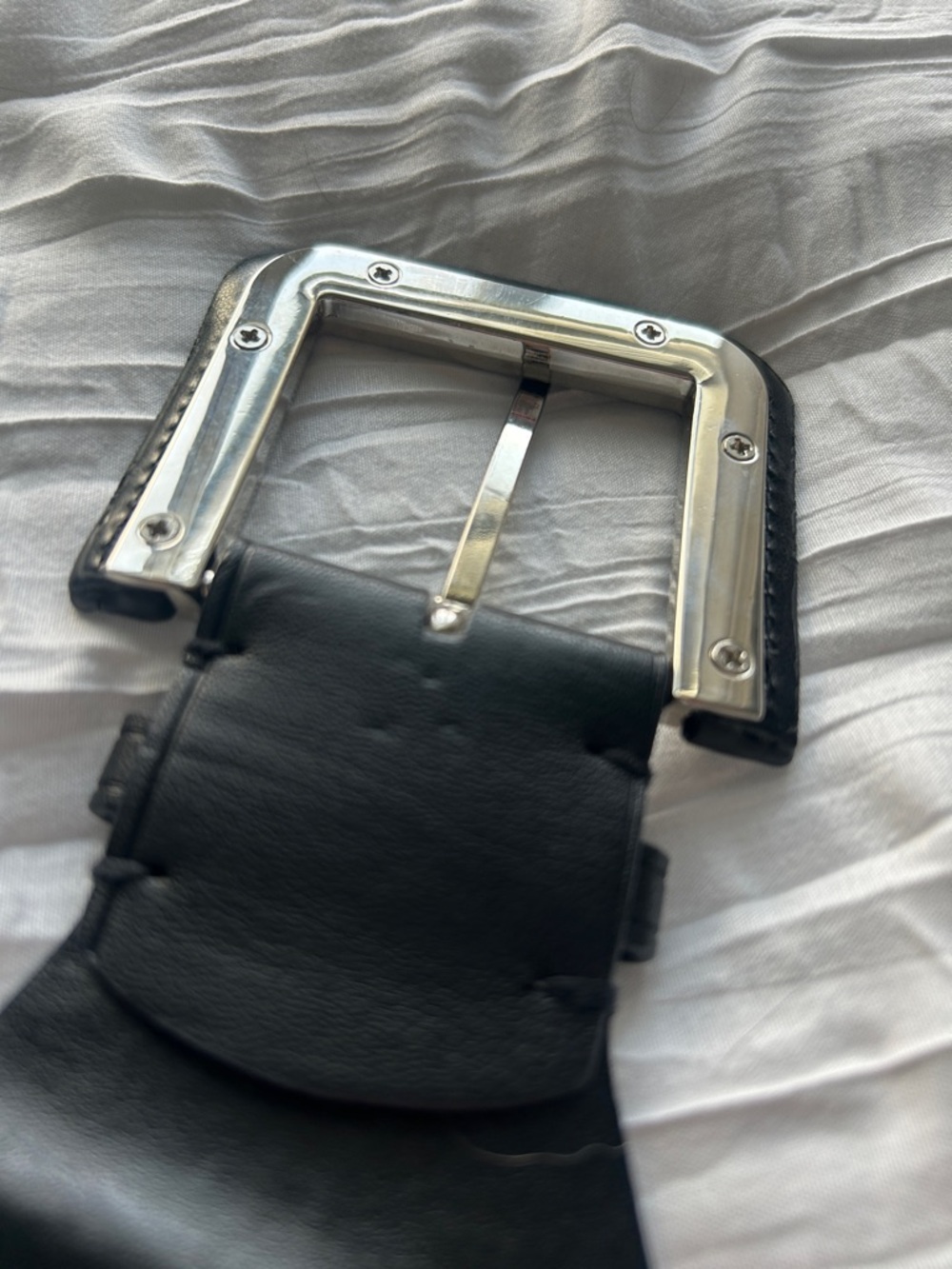 Nine West elastic M L Black Wide Women's Belt with Square Buckle - Picture 7 of 10